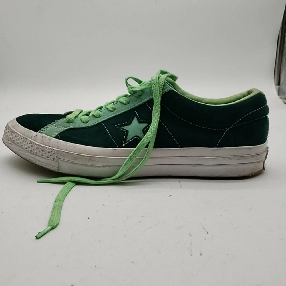 Converse One Star Shoes Mens Size 12 Green Leather Low Top Lace Up Sneakers - Picture 12 of 16